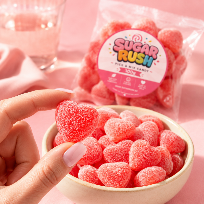Red Filled Hearts sweets in a Sugar Rush snacking scene