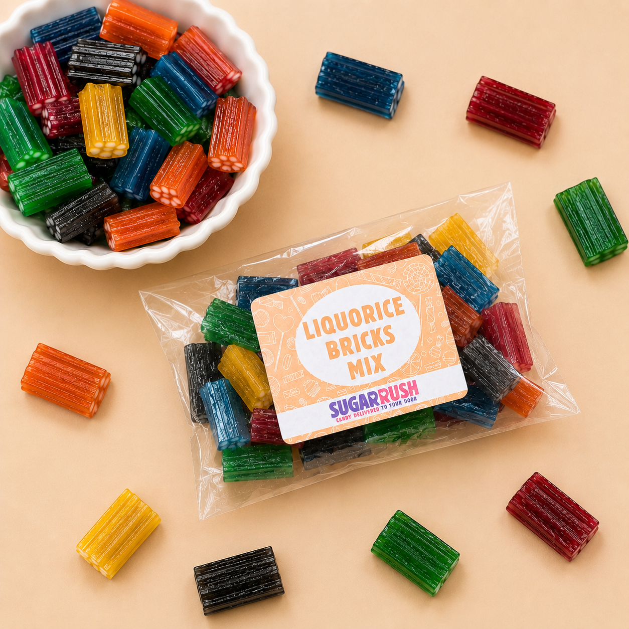Liquorice Bricks Mix Candy Bag