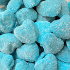 Premium Sour Blue Raspberry Filled Hearts 250g