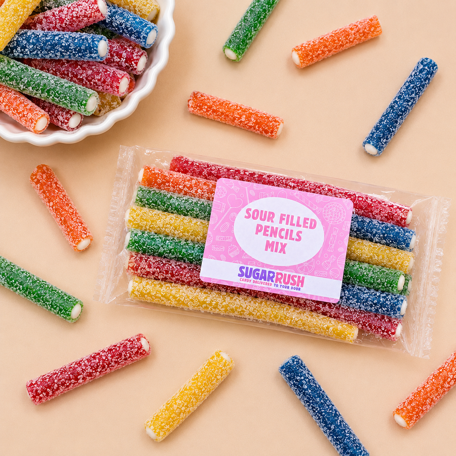 Sour Filled Pencils Mix Candy Bag