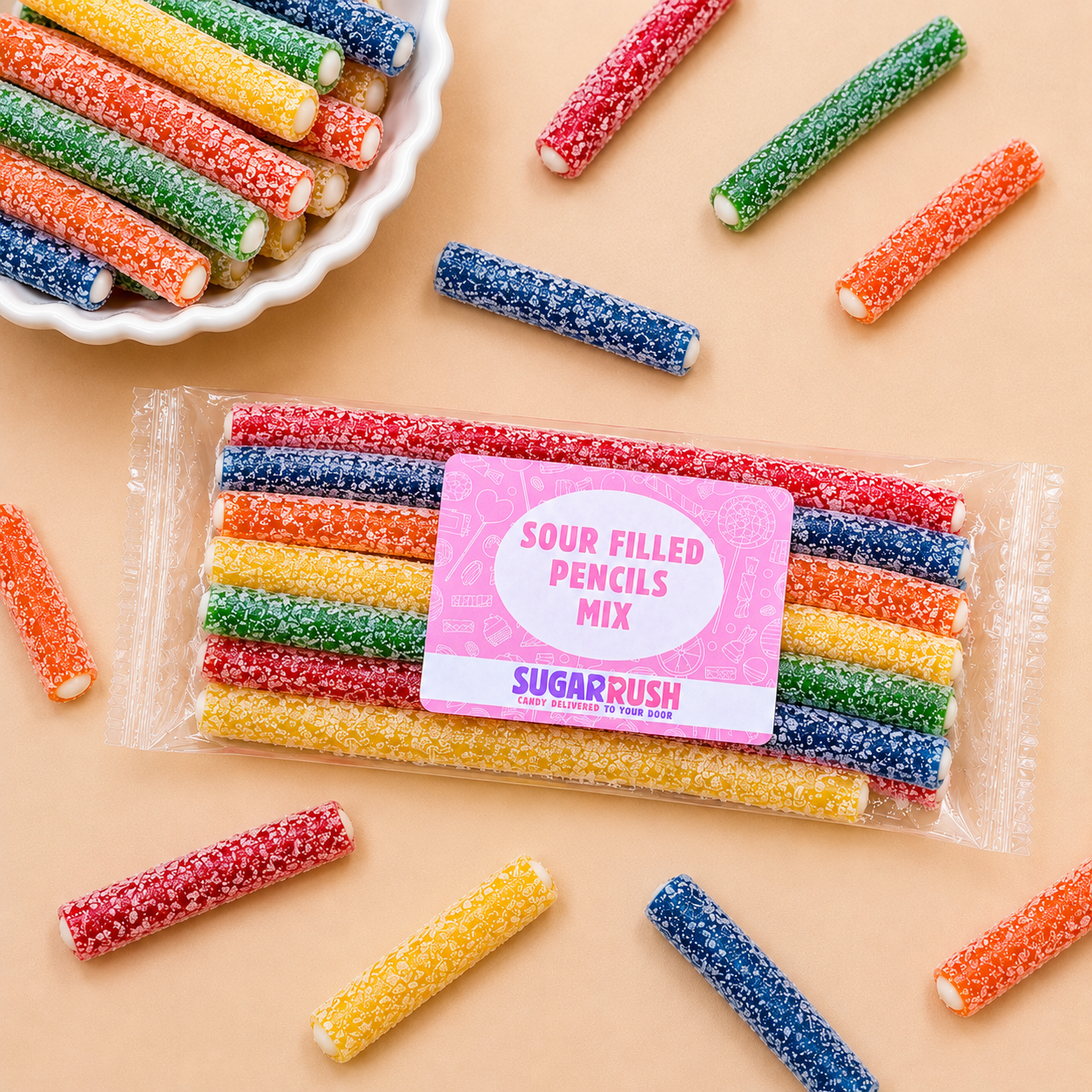 Sour Filled Pencils Mix XL Candy Bag