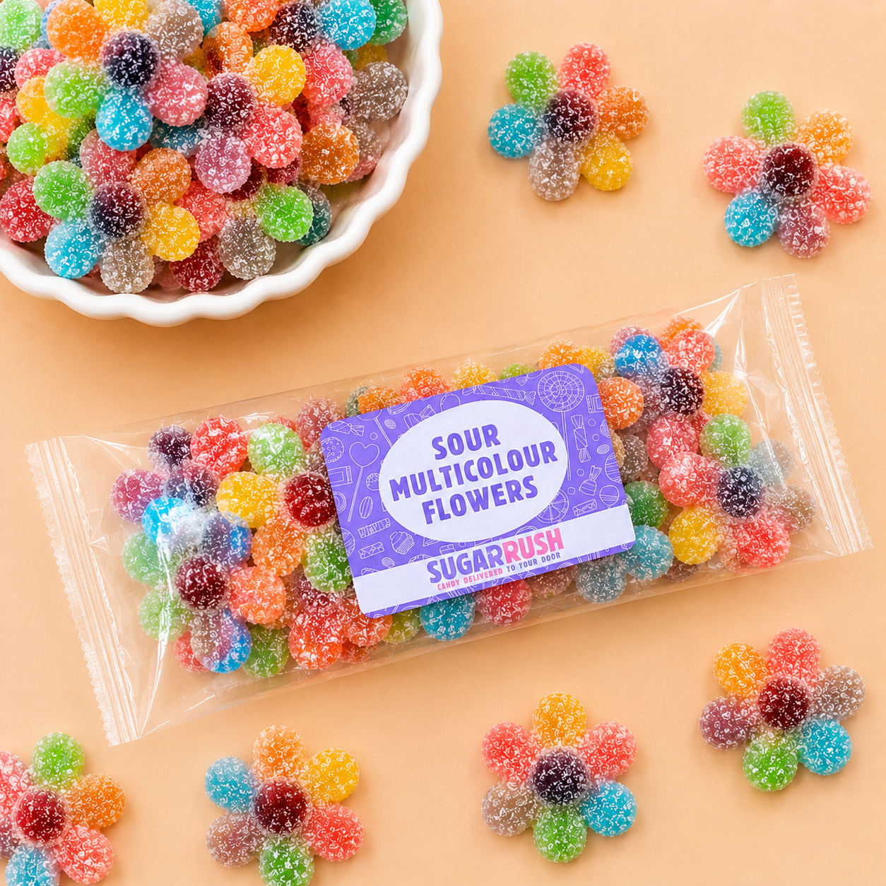 Premium Sour Multicolour Flowers XL Candy Bag
