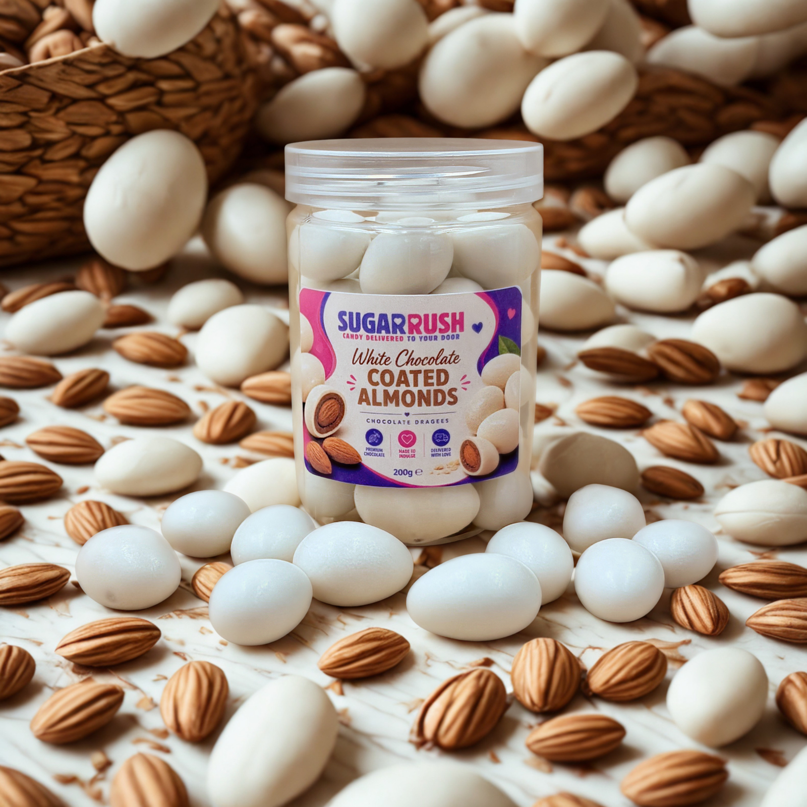White Chocolate Coated Almonds 200g
