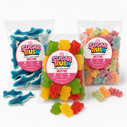 Close-up of the fixed sweets and treats included in Animal Gummies Pick & Mix 3-Pack – 300g