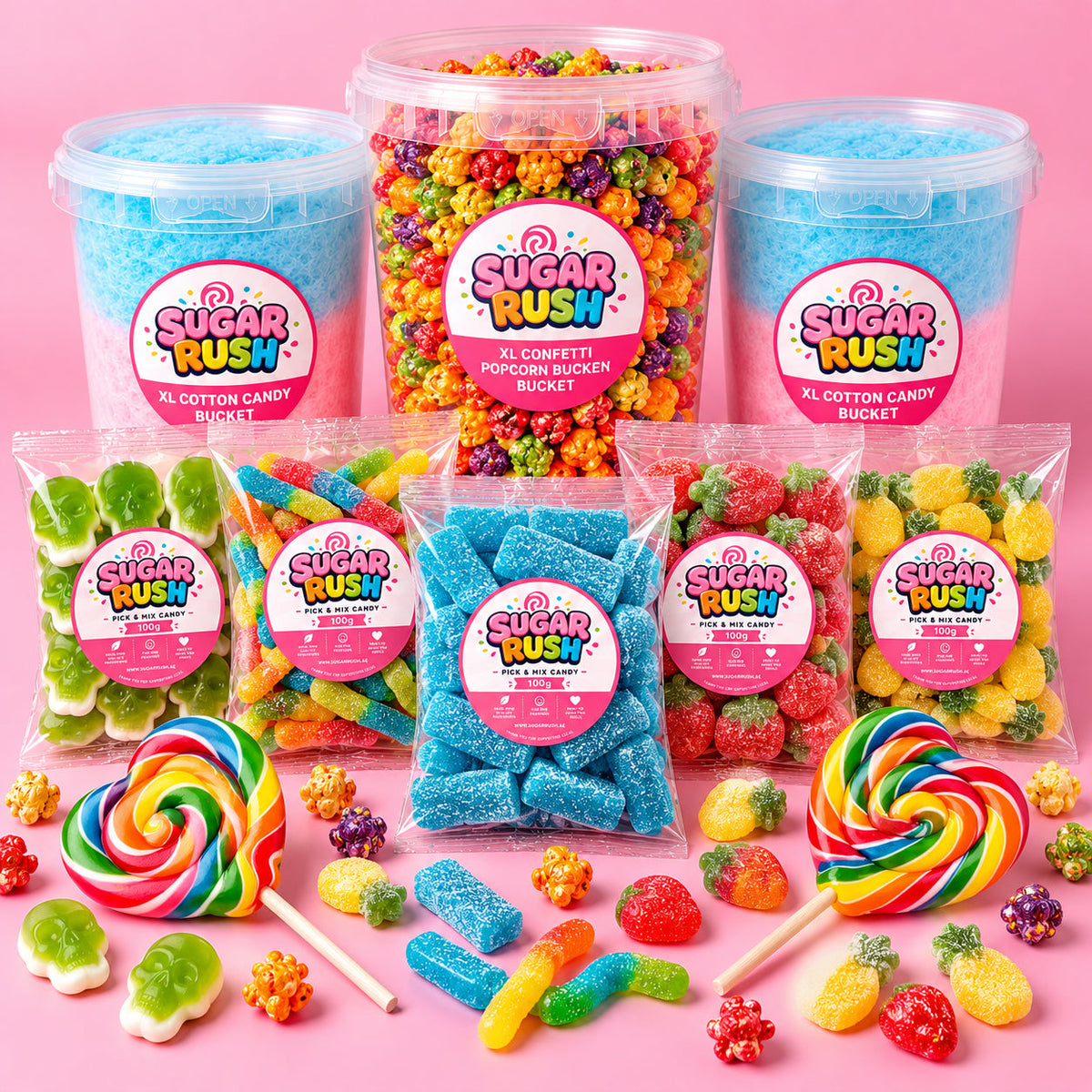 Big Night In Bundle arranged on a pale pink Sugar Rush background