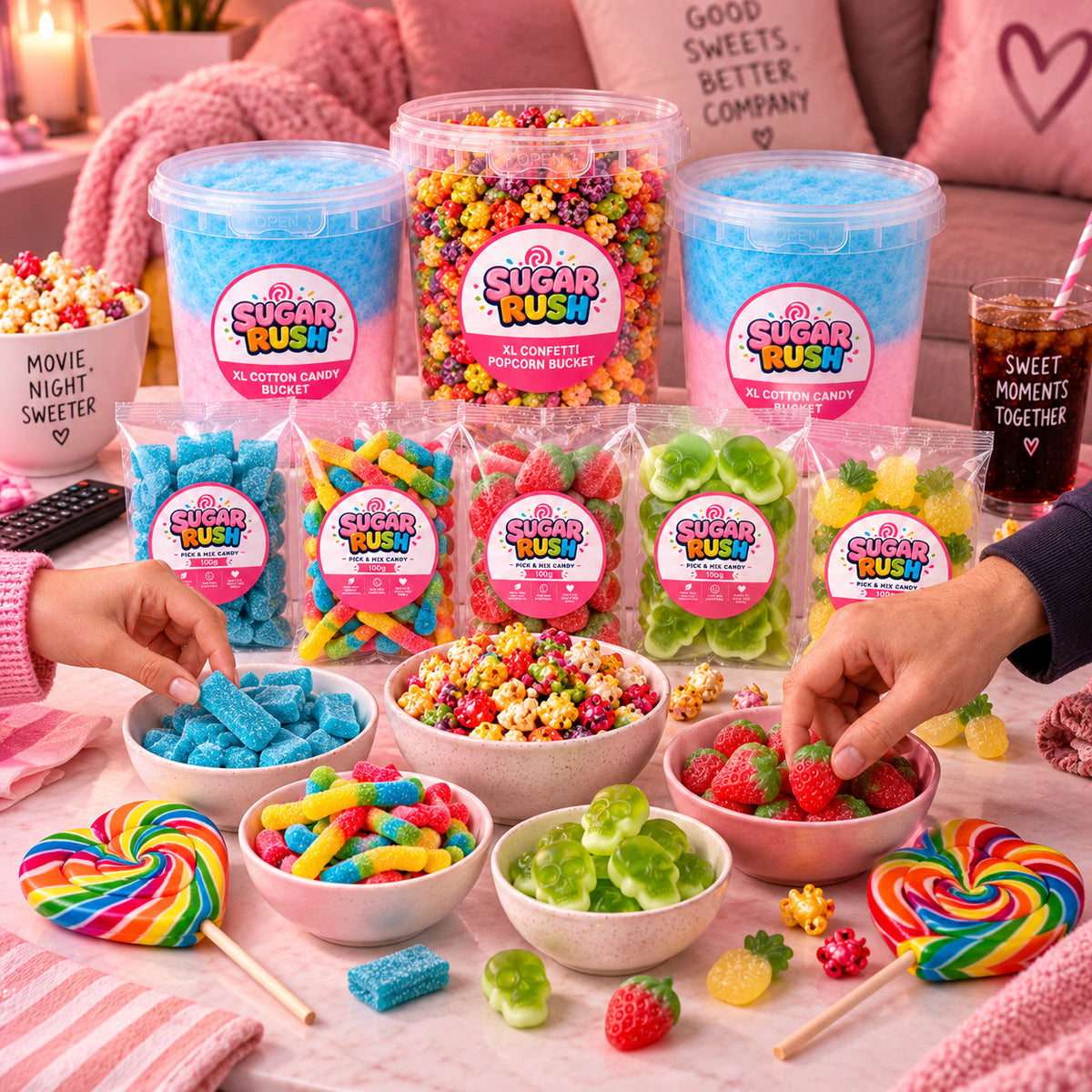 Big Night In Bundle styled for a Sugar Rush sharing moment