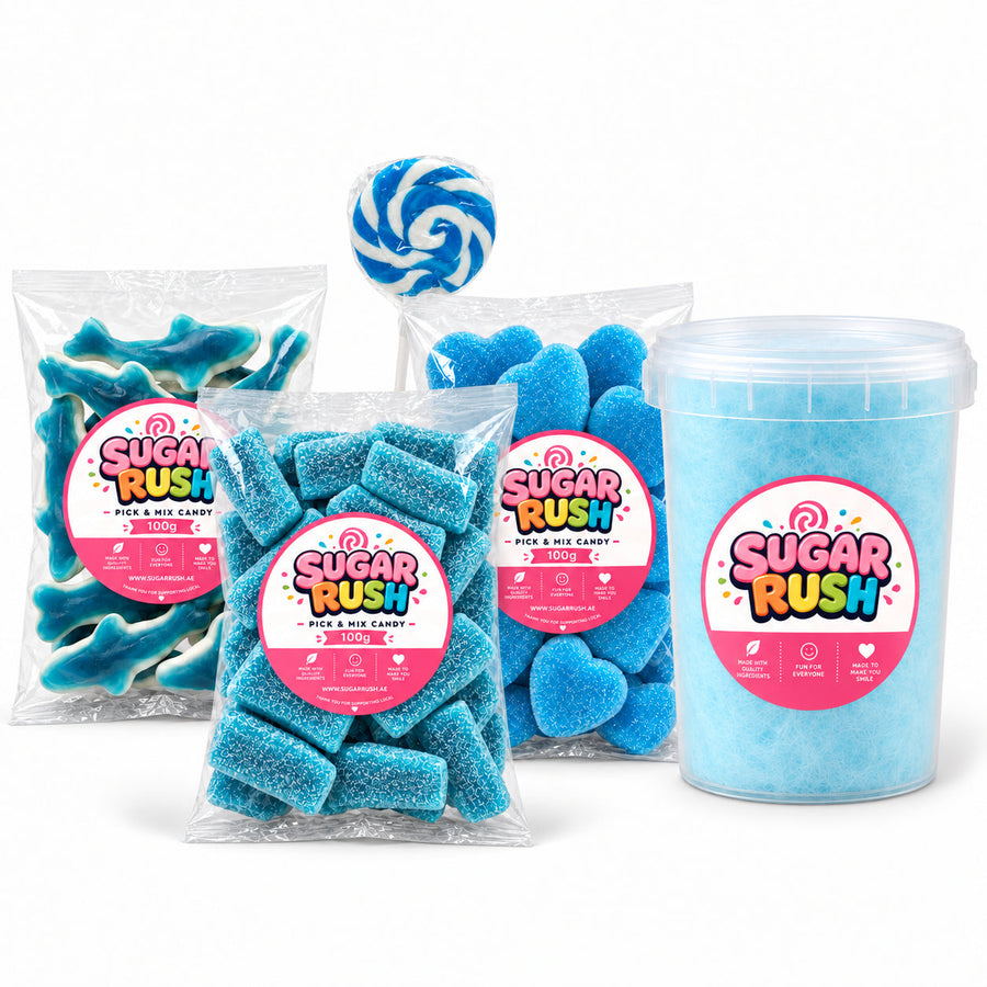 Blue Candy Bundle by Sugar Rush with its fixed bundle contents on a white background