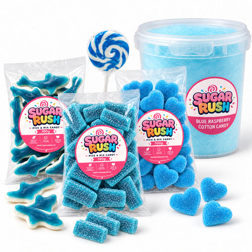 Close-up of the fixed sweets and treats included in Blue Candy Bundle