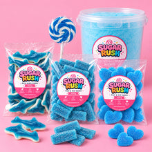 Blue Candy Bundle arranged on a pale pink Sugar Rush background