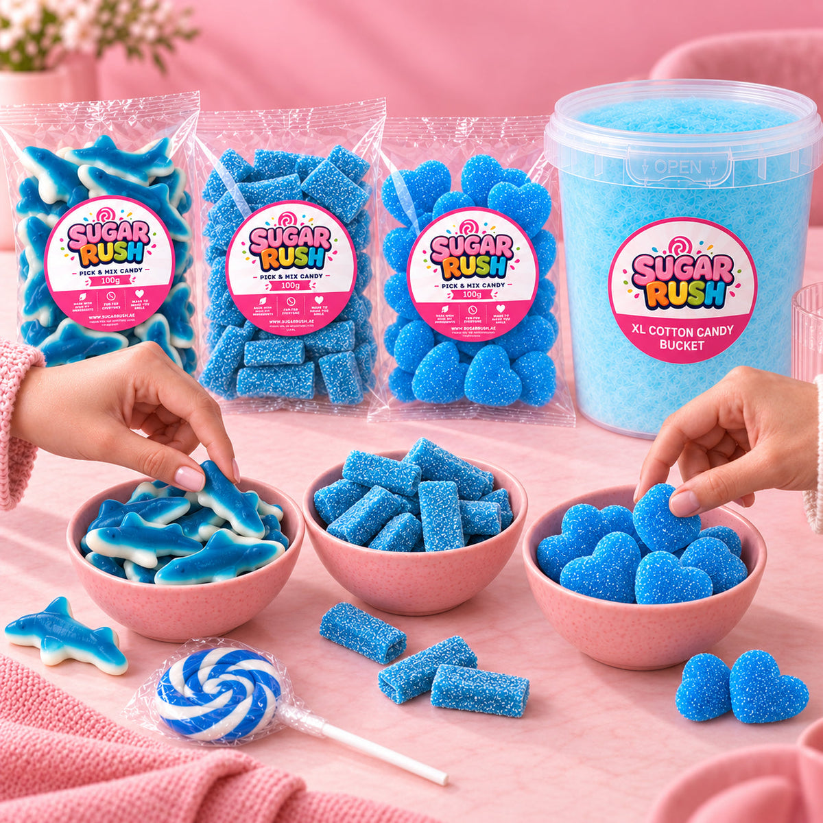 Blue Candy Bundle styled for a Sugar Rush sharing moment