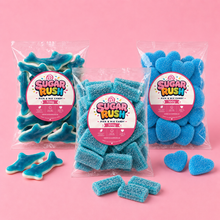 Blue Pick & Mix 3-Pack – 300g arranged on a pale pink Sugar Rush background