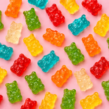 Overhead arrangement of Gummy Bears sweets