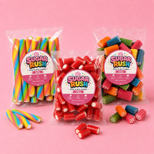 Liquorice Pick & Mix 3-Pack – 300g arranged on a pale pink Sugar Rush background