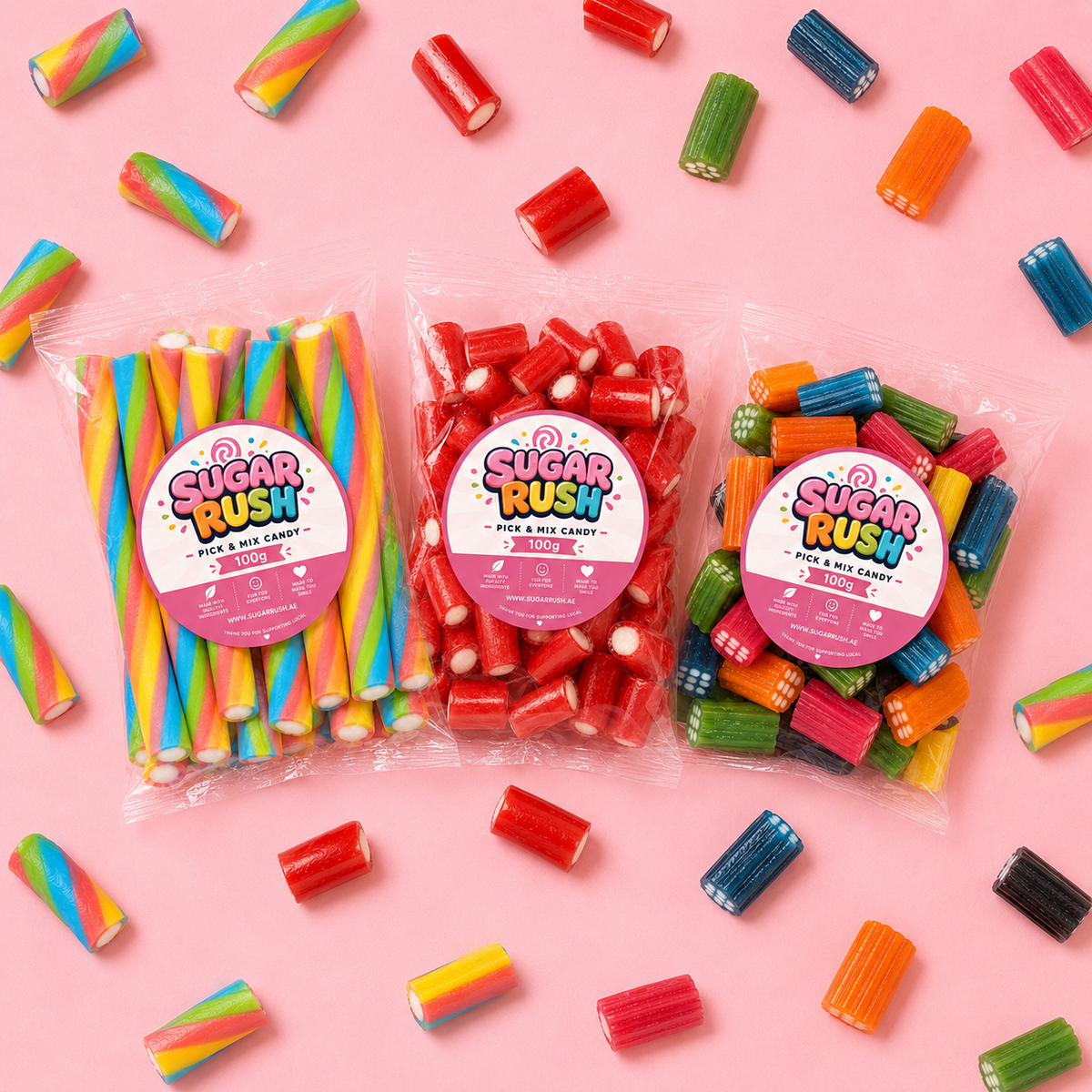 Overhead view showing everything included in Liquorice Pick & Mix 3-Pack – 300g