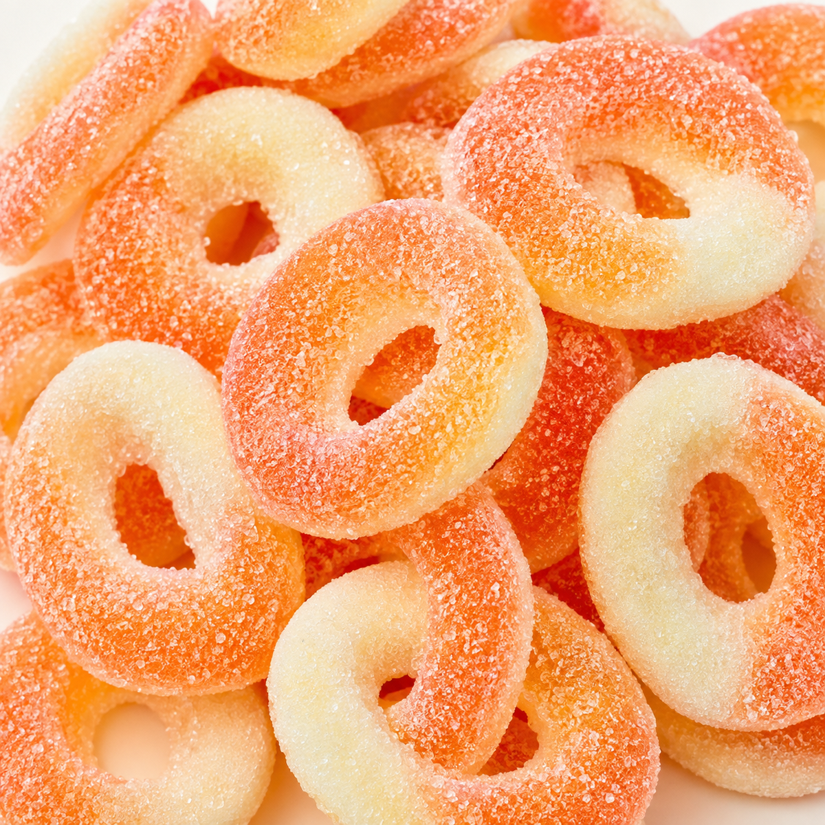 Close-up of Peach Rings sweets