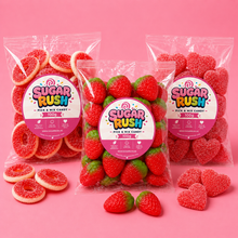 Red Pick & Mix 3-Pack – 300g arranged on a pale pink Sugar Rush background