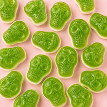Overhead arrangement of Sour Skulls sweets