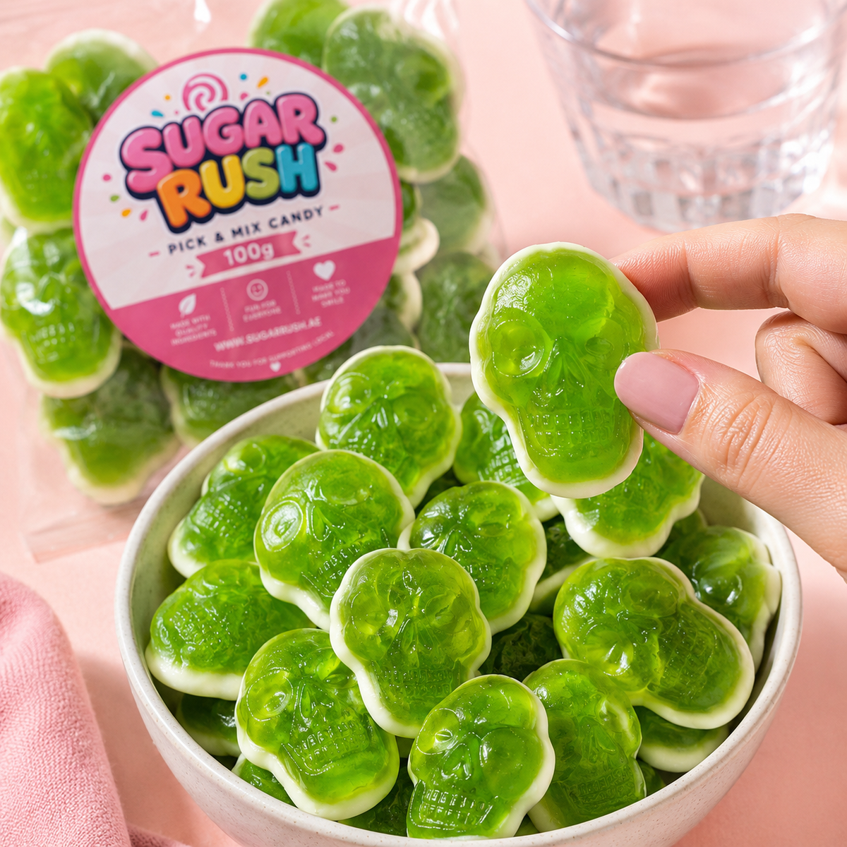 Sour Skulls sweets in a Sugar Rush snacking scene