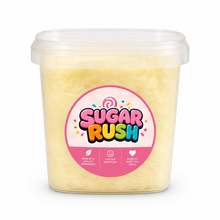 Sugar Rush Banana Cotton Candy Tub with branded label on a clean white background