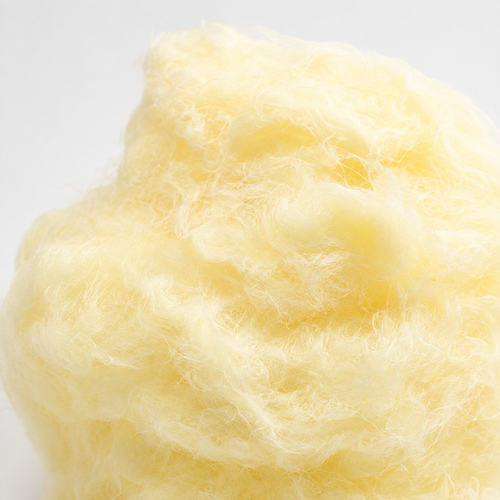Close-up of fluffy banana cotton candy texture