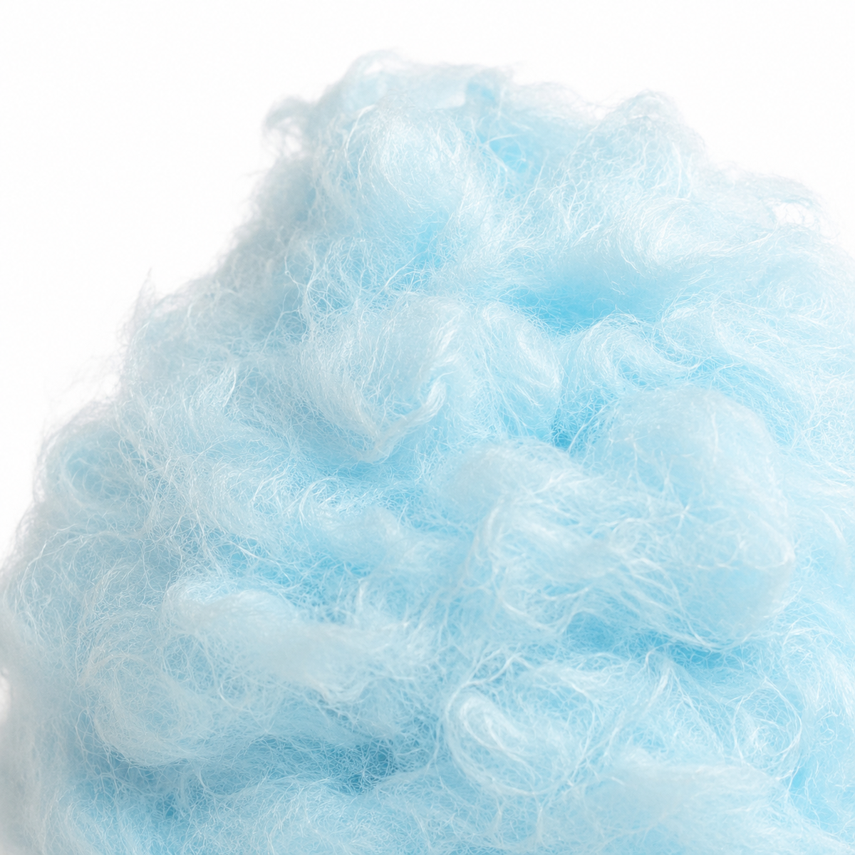 Close-up of fluffy blue raspberry cotton candy texture