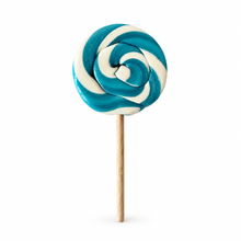 Blue Swirl Lollipop by Sugar Rush on a clean soft white background
