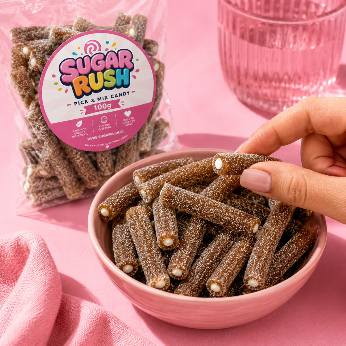 Sour Cola Filled Pencils sweets in a Sugar Rush snacking scene