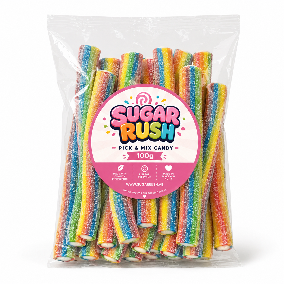 No. 03 Sour Rainbow Filled Pencils – 100g Sugar Rush 100g bag