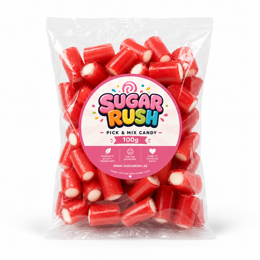 No. 04 Strawberry Filled Bites – 100g Sugar Rush 100g bag