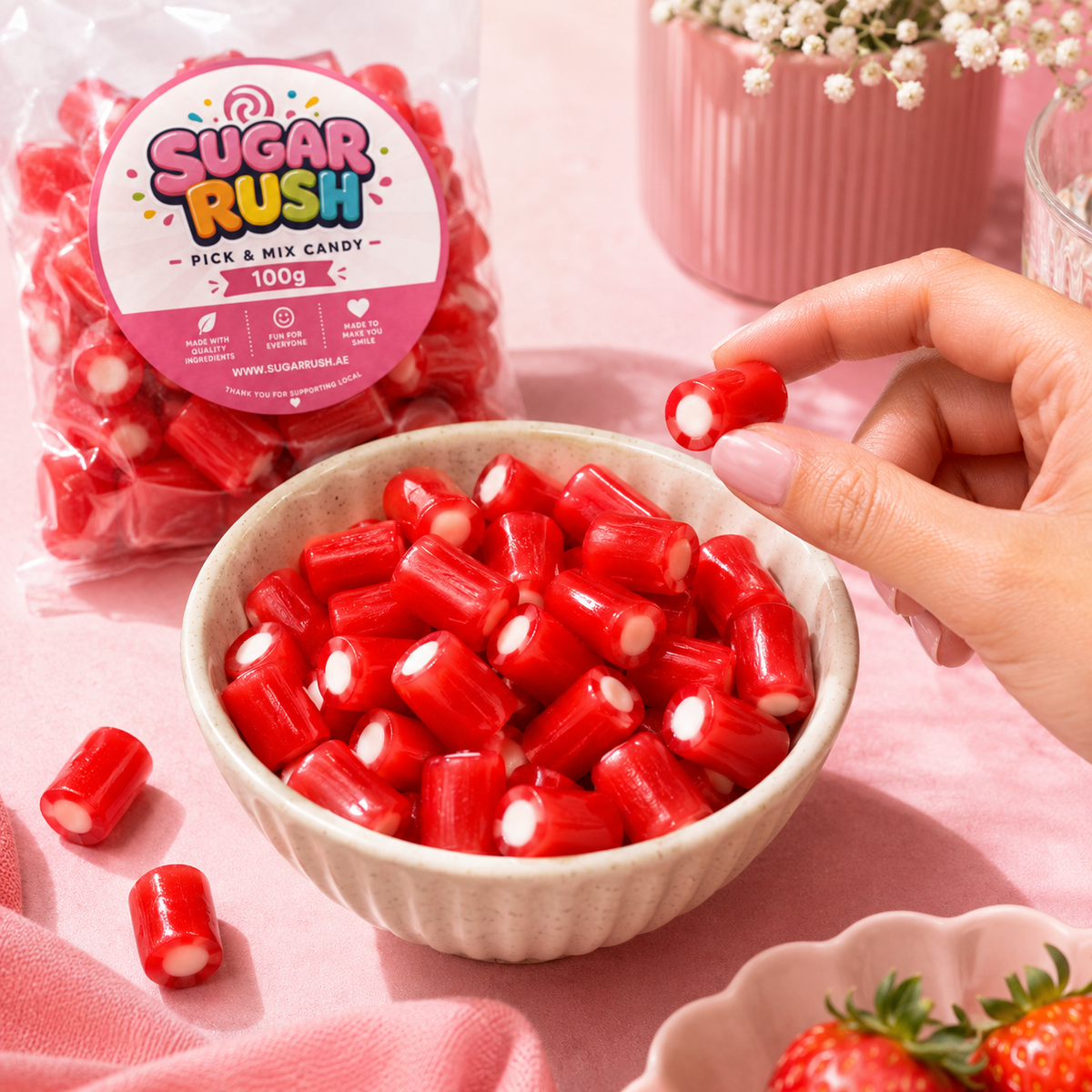 Strawberry Filled Bites sweets in a Sugar Rush snacking scene