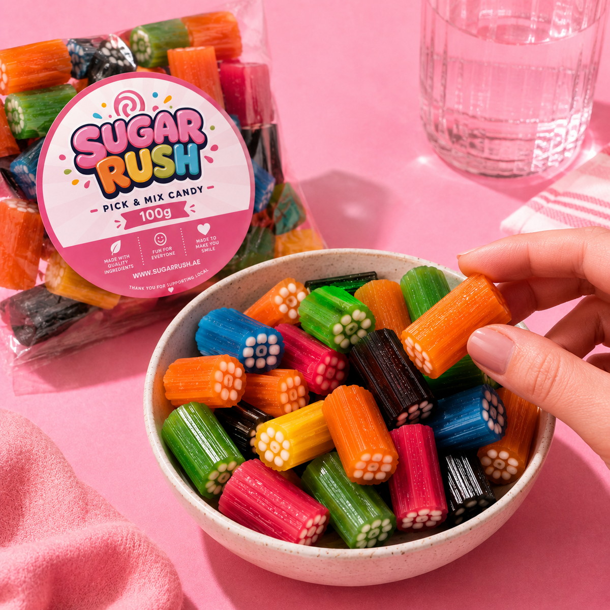Liquorice Bricks sweets in a Sugar Rush snacking scene