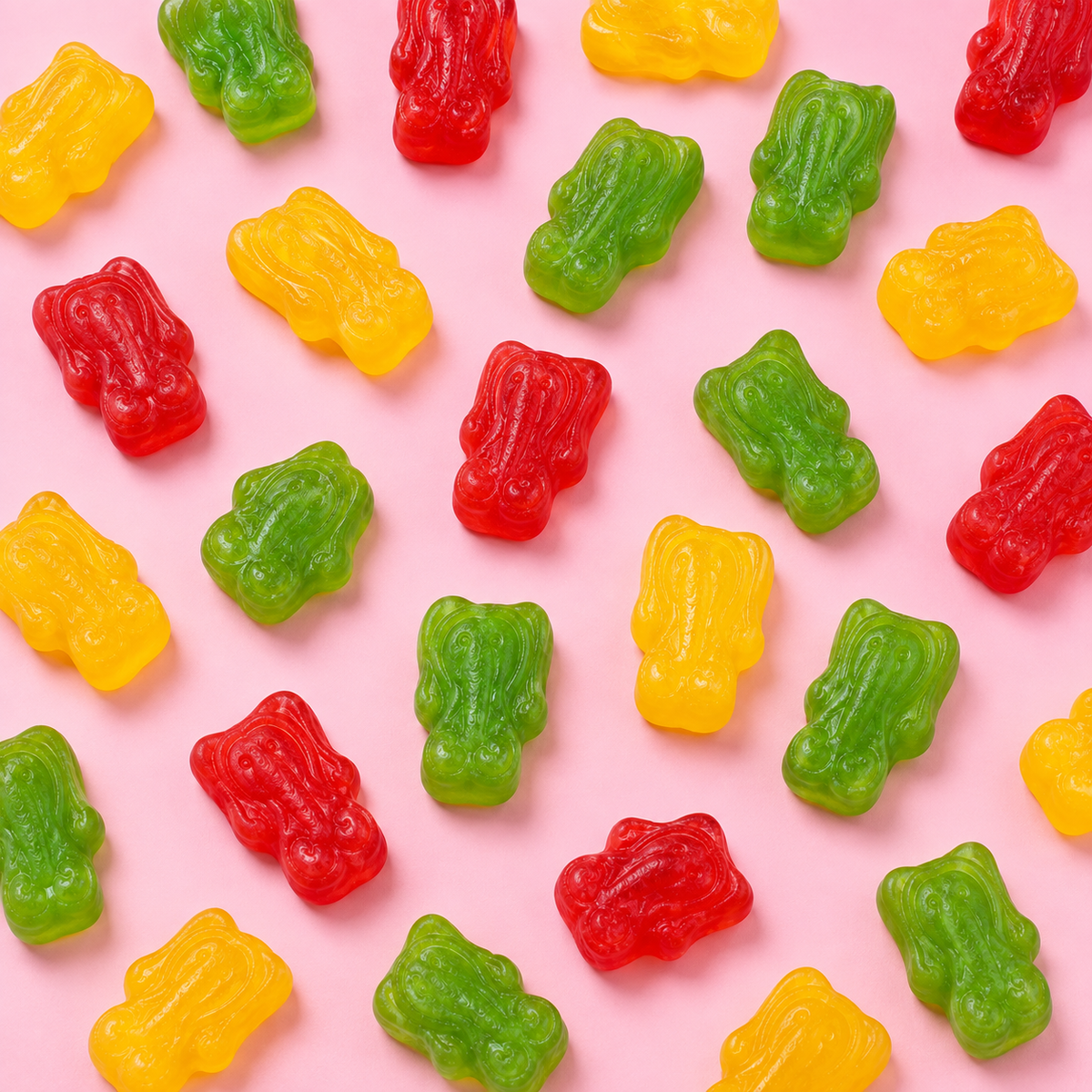 Overhead arrangement of Lucky Elephants sweets