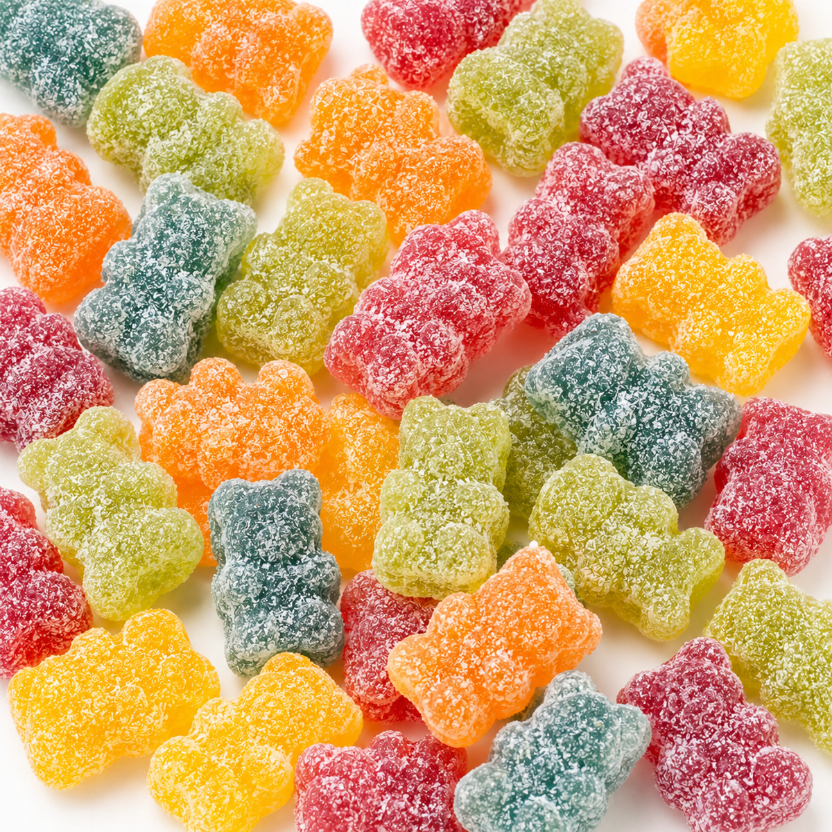 Close-up of Fizzy Bears sweets