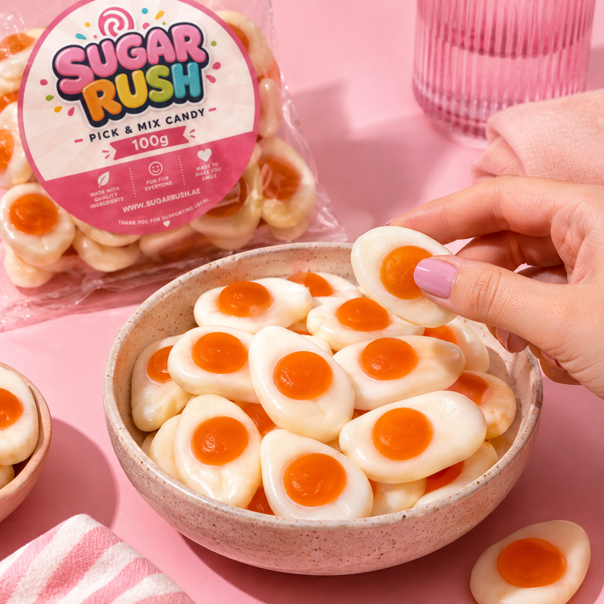 Fried Eggs sweets in a Sugar Rush snacking scene