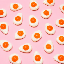 Overhead arrangement of Fried Eggs sweets