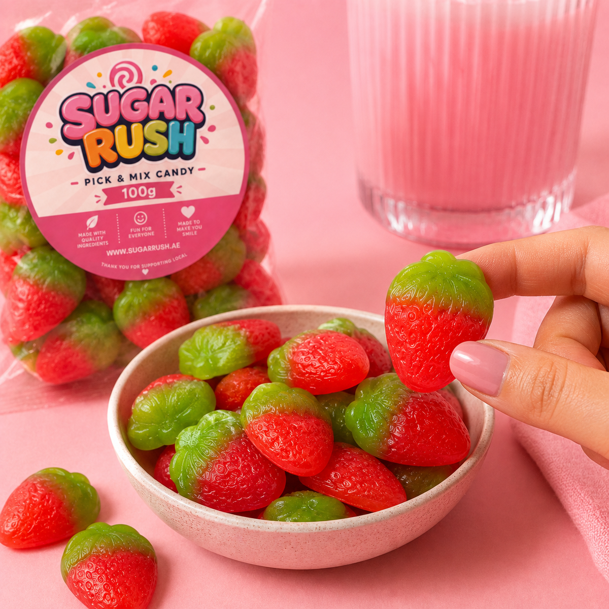 Wild Strawberries sweets in a Sugar Rush snacking scene