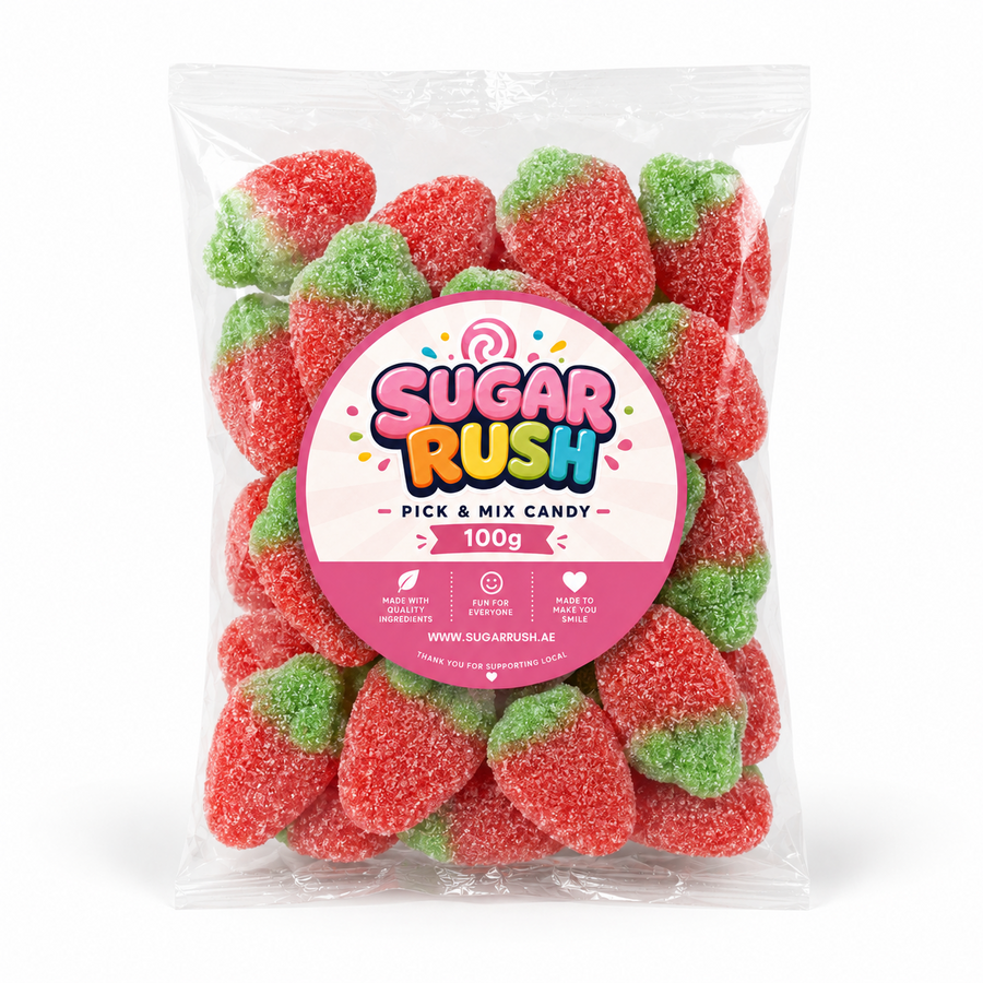 No. 20 Sour Wild Strawberries – 100g Sugar Rush 100g bag