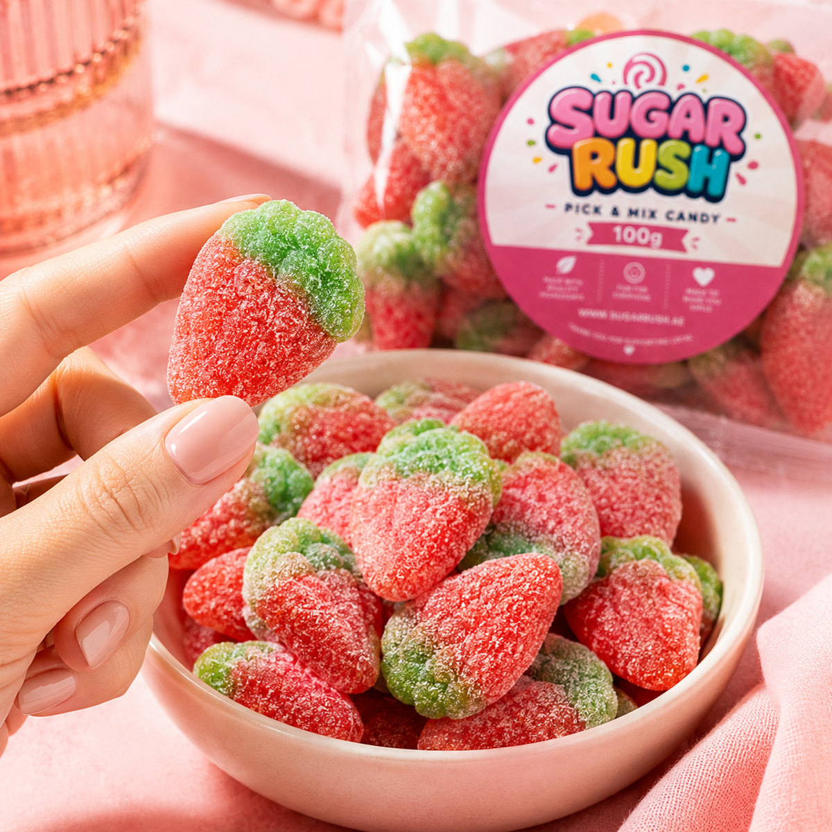 Sour Wild Strawberries sweets in a Sugar Rush snacking scene