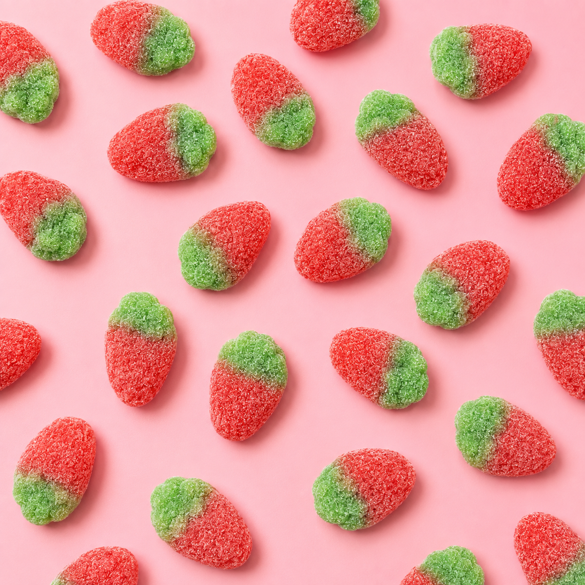 Overhead arrangement of Sour Wild Strawberries sweets