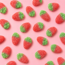Overhead arrangement of Sour Wild Strawberries sweets
