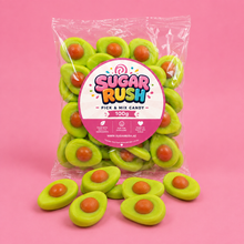 Avocados Sugar Rush bag with sweets on pink background