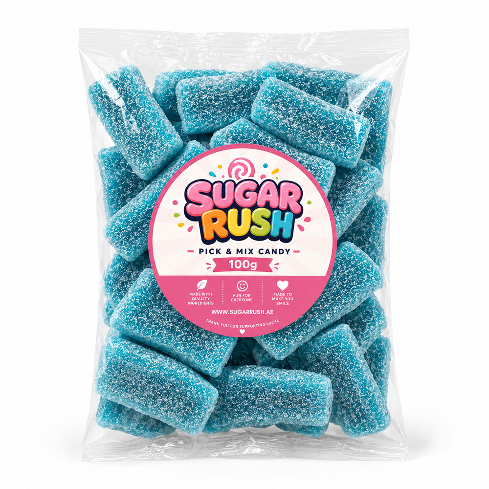 No. 23 Mega Sour Blue Slices – 100g Sugar Rush 100g bag