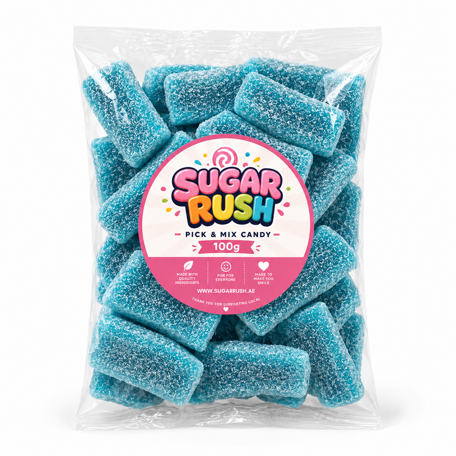 No. 23 Mega Sour Blue Slices – 100g Sugar Rush 100g bag