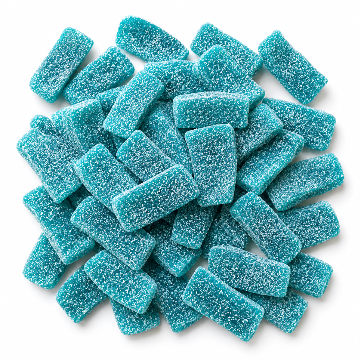 Close-up of Mega Sour Blue Slices sweets