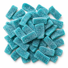 Close-up of Mega Sour Blue Slices sweets