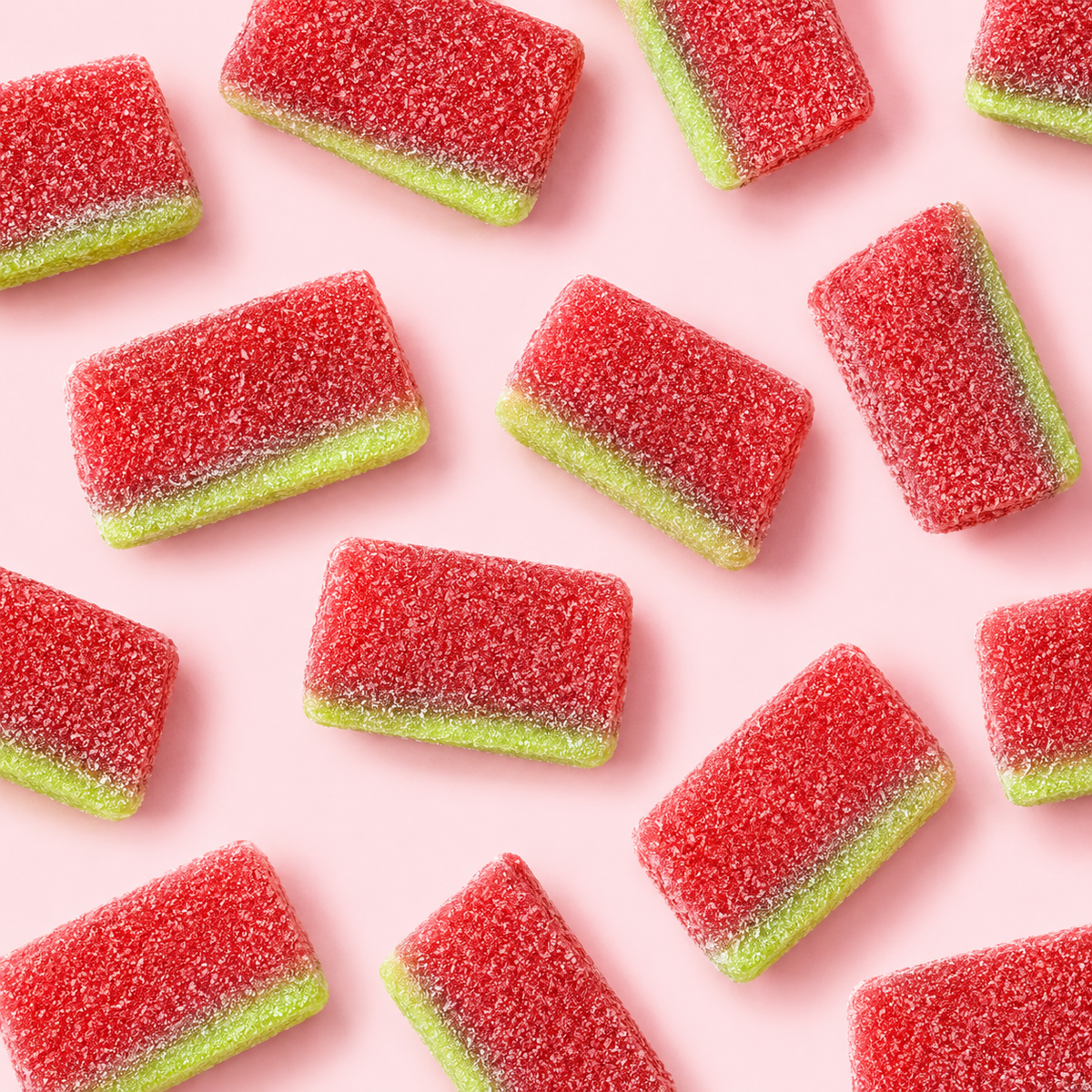Overhead arrangement of Filled Watermelon sweets