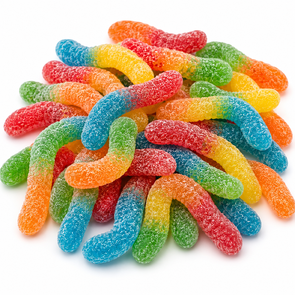 Close-up of Sugared Worms sweets