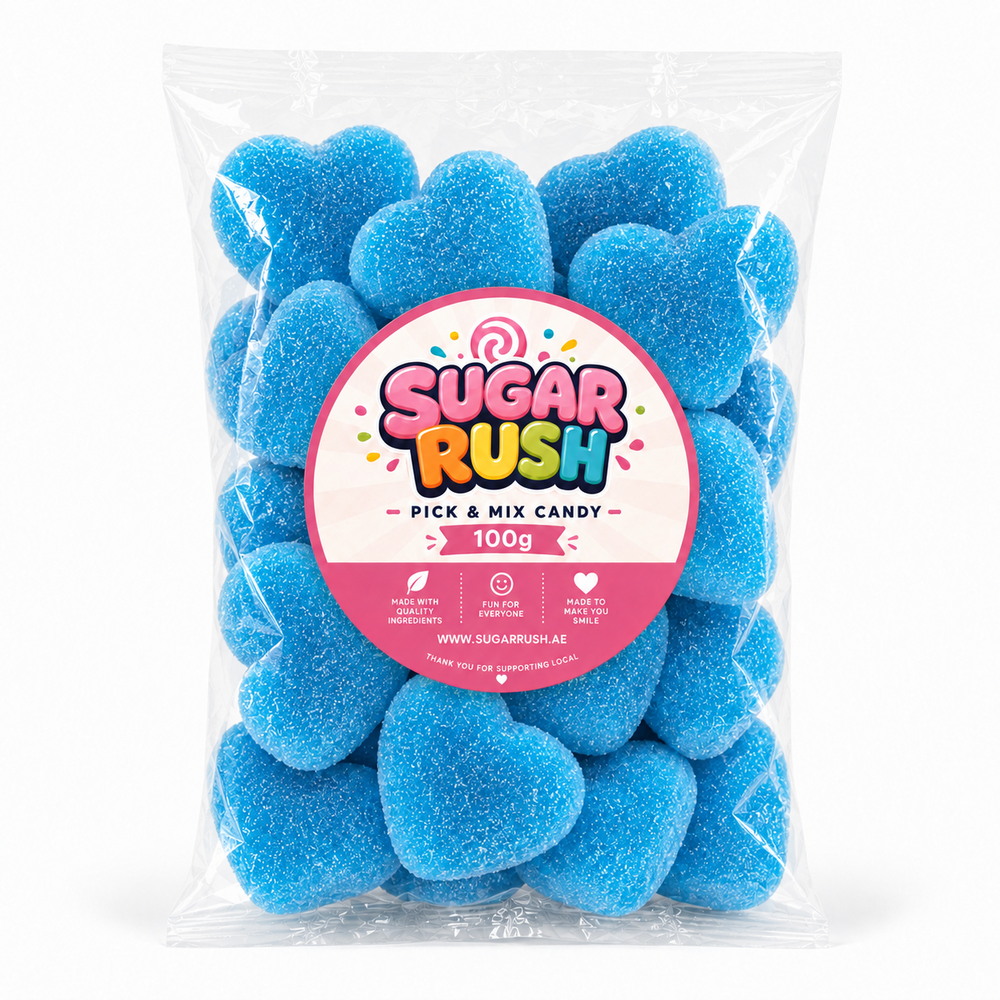 No. 27 Blue Filled Hearts – 100g Sugar Rush 100g bag