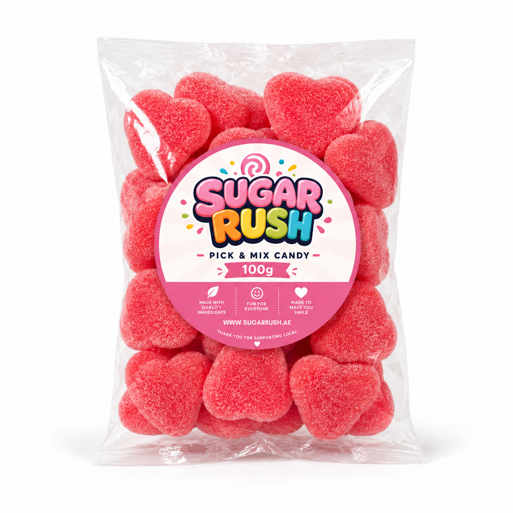 No. 28 Red Filled Hearts – 100g Sugar Rush 100g bag