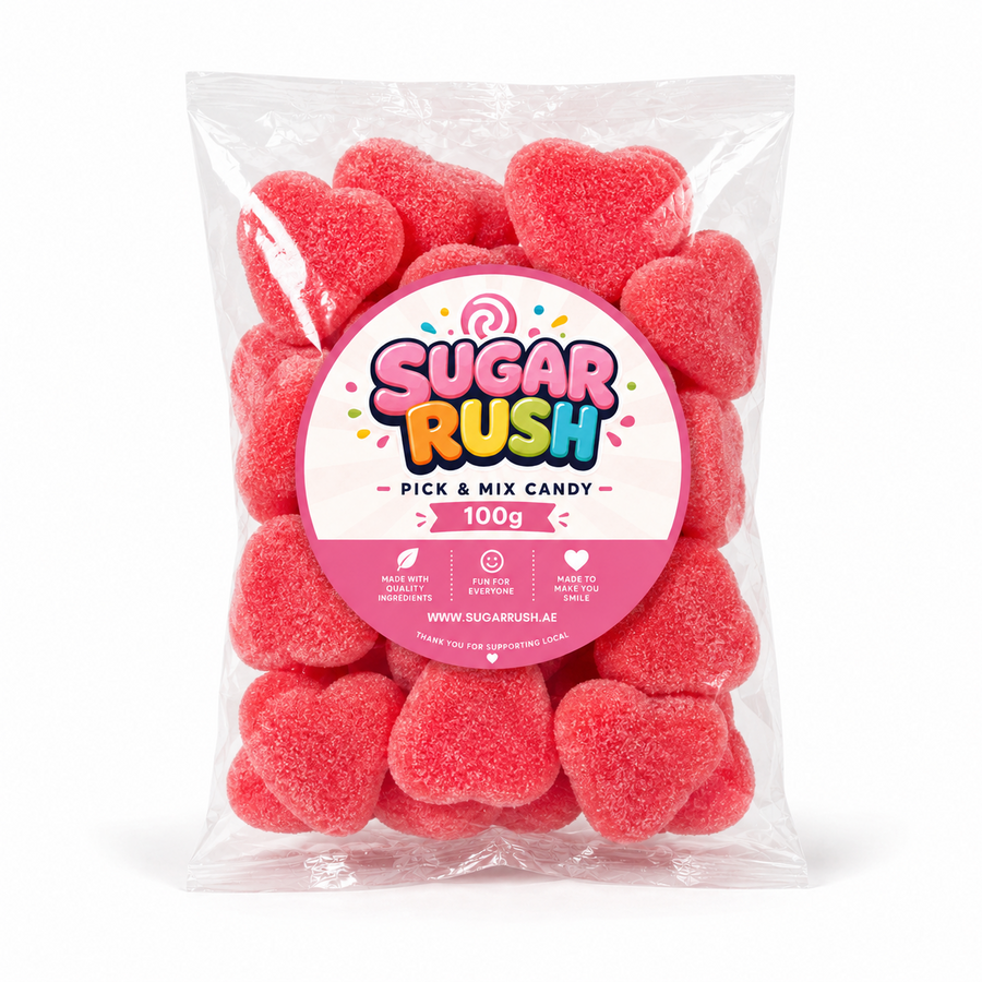 No. 28 Red Filled Hearts – 100g Sugar Rush 100g bag